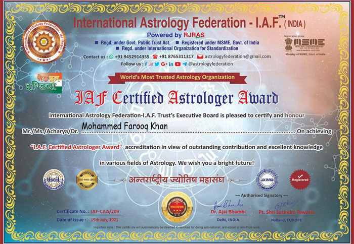 International Mohammed Farooq Khan